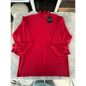 Izod Long Sleeeve Mock Turtleneck Red Embroidered Logo Mens Size Large NWT